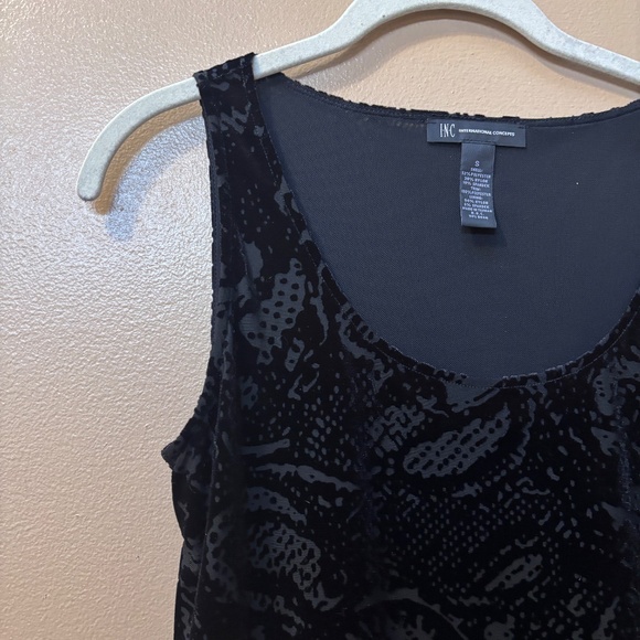 INC Velour Party Black Scoop Neck Burnout Layered Tank Top Size S - Picture 4 of 12